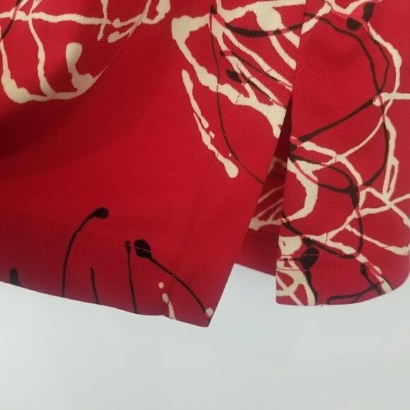 Red Black White VINTAGE STUDIO Skirt. Size M. 100% polyester. - Picture 4 of 12